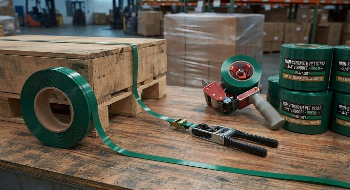 Green industrial PET strapping roll