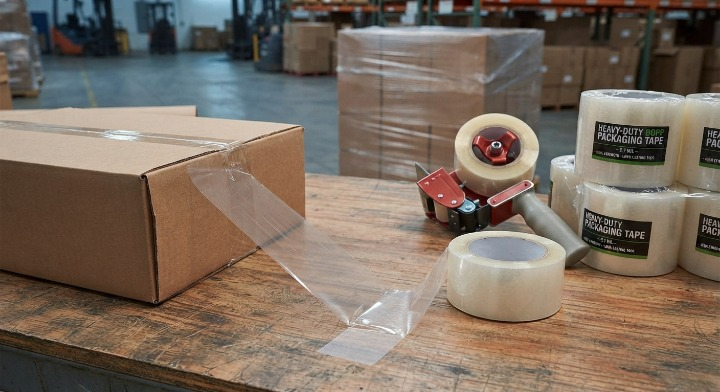 Assorted colors of heavy duty packaging tape rolls